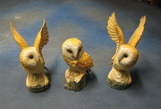 3 biscuit porcelain figures of owls