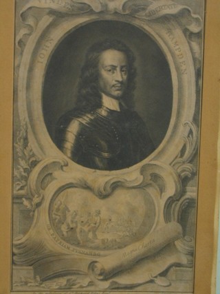 An 18th Century engraving, in the possession of Sir Richard Ellys, "John Hampden"  15" x 9" unframed