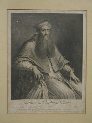 An 18th Century monochrome engraving "Portrait du Cardinal Lolus" 14" x 10" (some light foxing) unframed