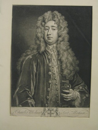 An 18th Century etching of "Charles Lord Monun" 14" x 10" (6" crease to top right hand corner)
