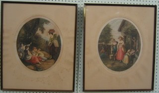 A pair of 18th/19th Century oval Bartolozzi prints "Ladies"  12" oval
