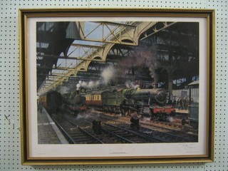 After Terrence Cuneo, a coloured print "Snow Hill Station" 20" x 26" signed in the margin