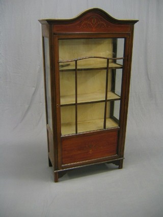 An Edwardian inlaid mahogany display cabinet enclosed by astragal glazed panelled doors (reduced in height) 27" 