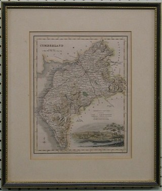 A Victorian Archd. Fullarton & Co Map of Cumberland 9" x 7" contained in a Hogarth frame