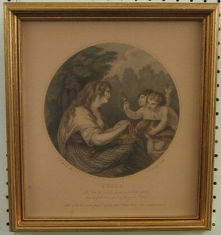 An 18th Century Bartolozzi print "Ceres" 7" circular