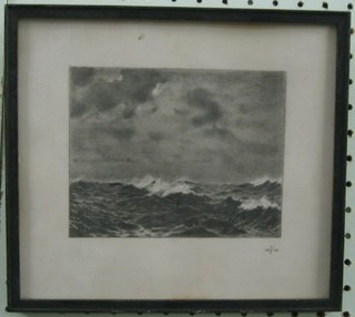 A pencil sketch sea scape, monogrammed PS, dated 1934 4" x 6"