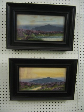 A pair of Victorian watercolour drawings "Moorland Scenes" 6" x 11" contained in ebony frames