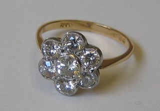 A lady's 18ct yellow gold floral cluster design dress ring set diamonds (approx 1.39ct)