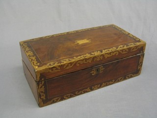 A Victorian inlaid mahogany writing slope with hinged lid (interior requires some attention) 20"