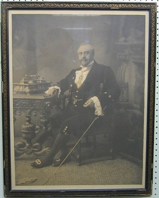 A black and white photograph of Joseph Morgan seated and in  the uniform of the High Sheriff of Liverpool 22" x 16"