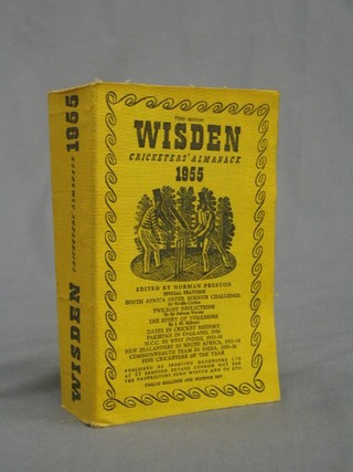 A 1955 edition of Wisden (paper covers)
