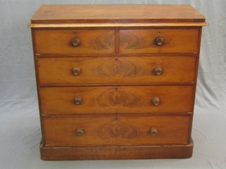 A Victorian mahogany D shaped chest of 2 short and 3 long drawers with tore handles, 45"