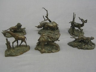 A set of 6 bronze figures of African Animals - The East African Wild Life Society Bronzes by the Franklyn Mint
