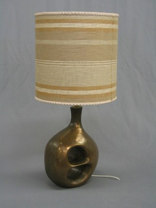 A 1960's Henry Moore style bronzed table lamp 15"