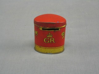 An oval 6 Oxo cube money box in the form of a George VI pillar box 3"