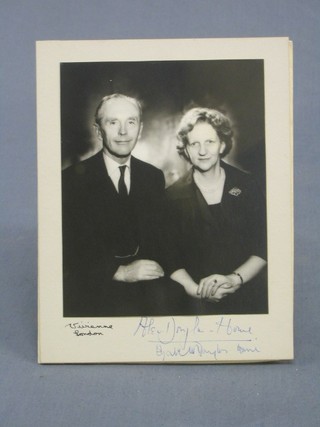 A signed black and white photograph of Sir Alec Douglas Hume with Lady Hume 6" x 5"