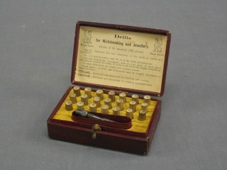 A set of watch maker's drills, cased