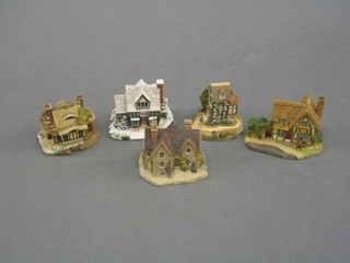 3 Leonardo collection pottery cottages and 2 Academy ditto
