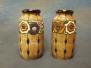 A pair of Art Nouveau Rosta Amphora pottery specimen vases of club form, incised 1507, 6"