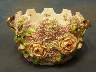 A 19th Century floral encrusted Monteith twin handled bowl 9"