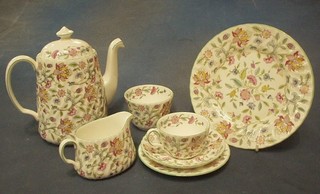A 20 piece Minton Hatton Hall tea service with circular plate 9", 5 tea plates 6", sugar bowl, 6 cups and 6 saucers and a coffee pot