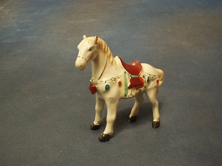 A 19th Century Continental porcelain figure of a saddled standing horse 5" 