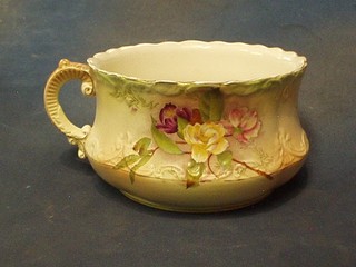 A floral glazed pottery pot