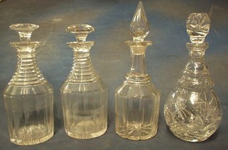 4 cut glass decanters
