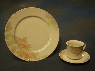 A 46 piece Denby tea/dinner service  comprising 8 dinner plates 10 1/2", 7 side plates 8", 6 tea plates 6", 2 saucers, 8 circular butter dishes 4", circular dish 5", 9 cups, 3 specimen vases, lidded jar and cover, 1 other (no lid)