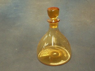 A Whitefriars amber coloured glass decanter 8"