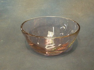 A Whitefriars blue tinted glass bowls 7"