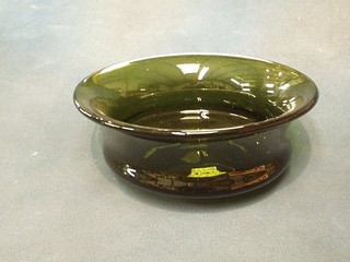 A Whitefriars green tinted glass bowl 9"