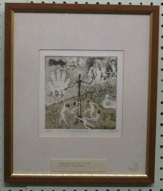 Louis Klein, an etching "Timeless Talent" limited edition 15 of 70, 5" x 5", signed and dated '97
