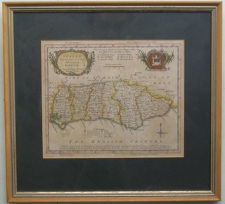 An 18th Century map of Sussex by R W Seale Uniferfal Mag J Hinton Newgate St with 3 distinct folds to the centre 8" x 9 1/2"