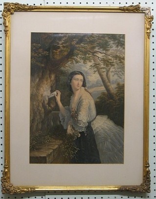 19th Century Baxter print "Love Letter" 15" x 10" in a gilt frame