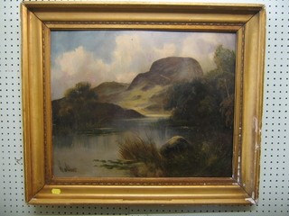 A 19th Century oil on board "Lakeland Scene with Mountain" 17" x 21" indistinctly signed