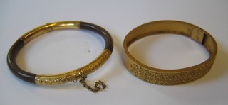 A 9ct engraved gold  bracelet and 1 other (2)
