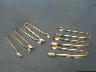6 pairs of Art Deco silver plated sugar tongs