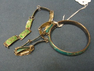 A Thai silver and enamelled bracelet, 2 Thai silver and enamel linked bracelets