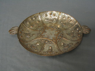 A 1920's embossed silver plated twin handled quaiche by the Duchess of Sutherland Cripples Guild 8"