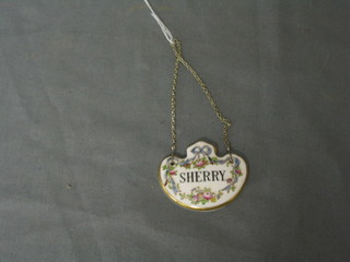 A Crown Staffordshire porcelain Sherry decanter label