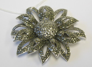 A marcasite brooch in the form of a chrysanthemum head