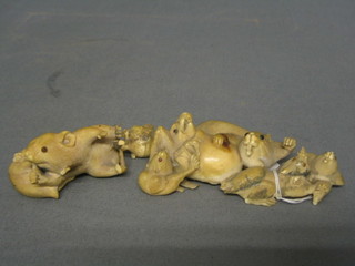 A 19th Century carved Japanese ivory figure group of rats 4" (f)