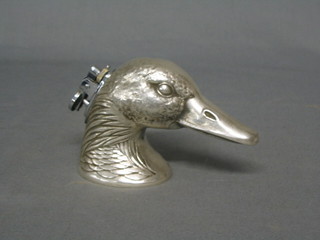 A silver plated table lighter/bottle opener in the form of a ducks head 4 1/2"