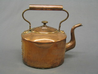An oval copper kettle with riveted seam