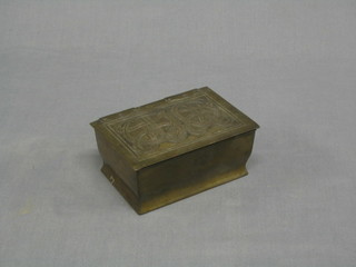 An Art Nouveau rectangular metal trinket box, the lid embossed 2 Celtic knots 5 1/2"