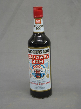 A bottle of Woods 100 Old Navy Rum
