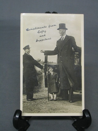 A black and white photograph of Lofty and Seppetani together with various modern autographs