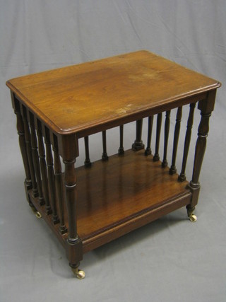 A Victorian mahogany rectangular Canterbury with bobbin turned decoration 28"