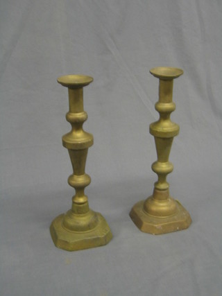 A pair of Victorian brass candlesticks 13"